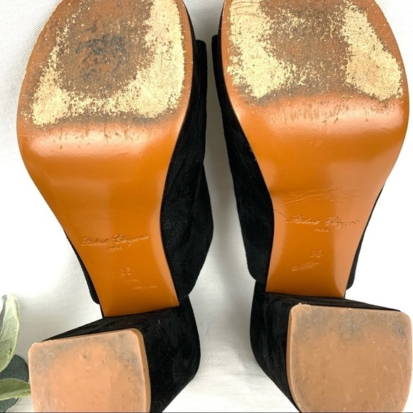 Robert Clergerie Abrice suede peep toe mules with chunky heel - Picture 11 of 15